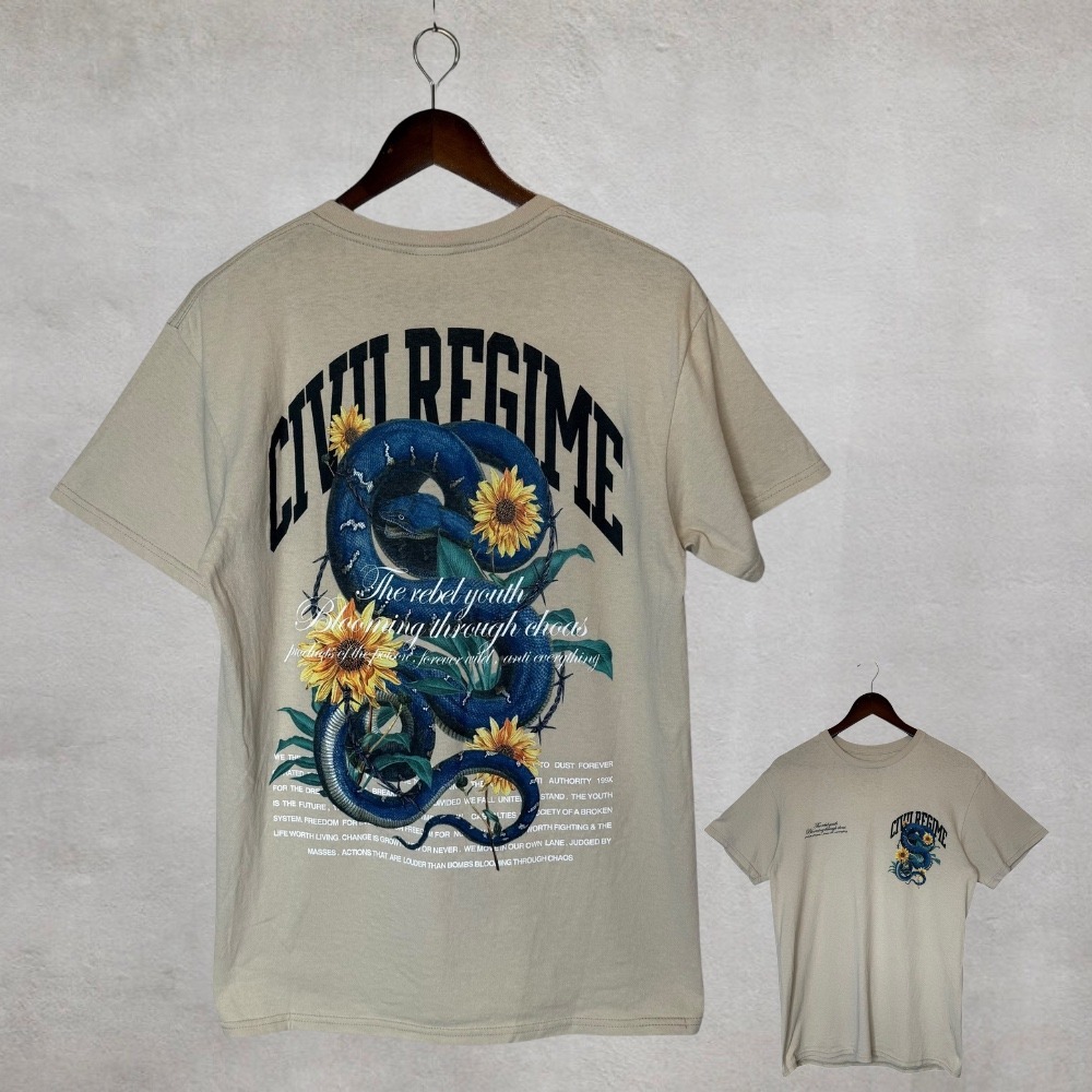 Civil Regime Shirt Beige (Putty) Unisex Streetwear Tee Snake size Medium
